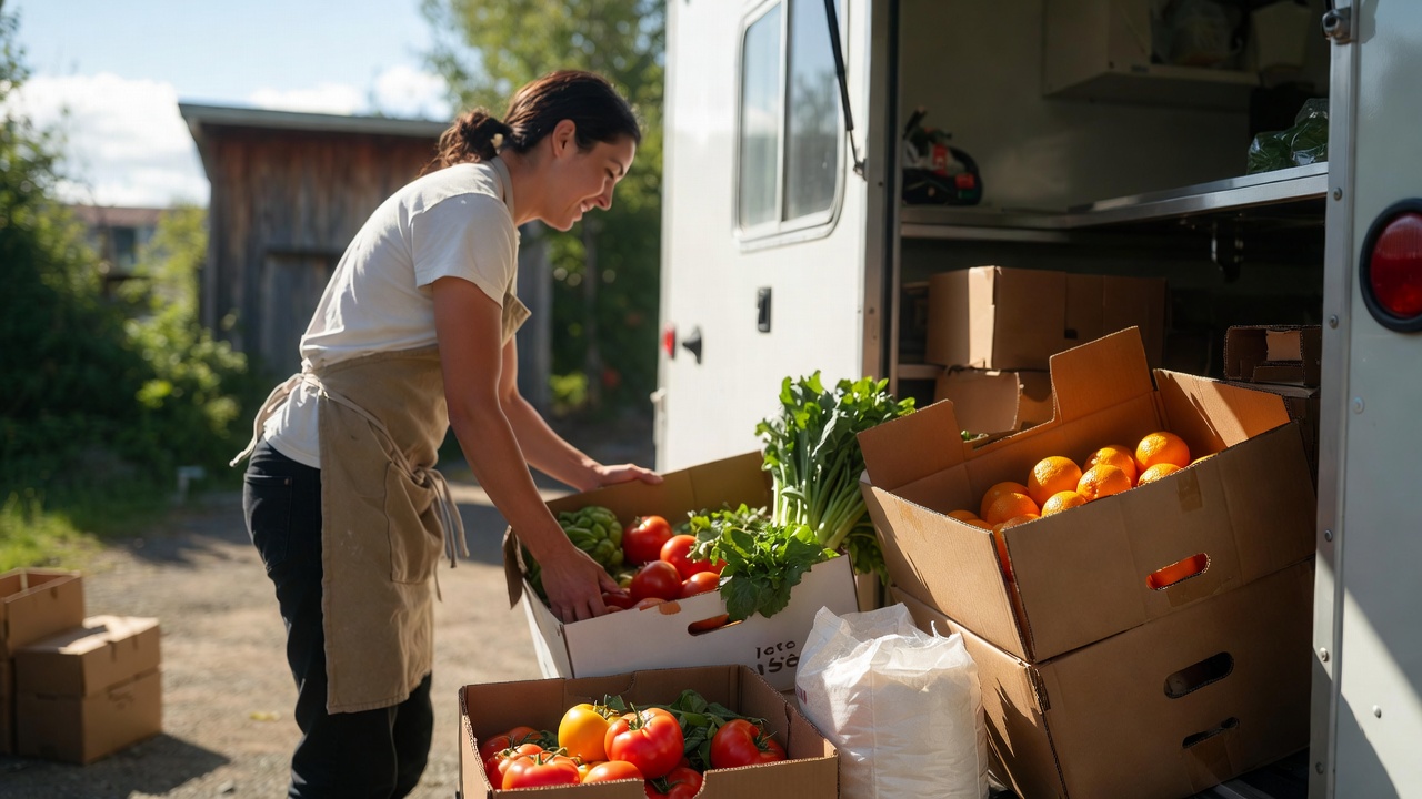 Vendor operator unloading supplies